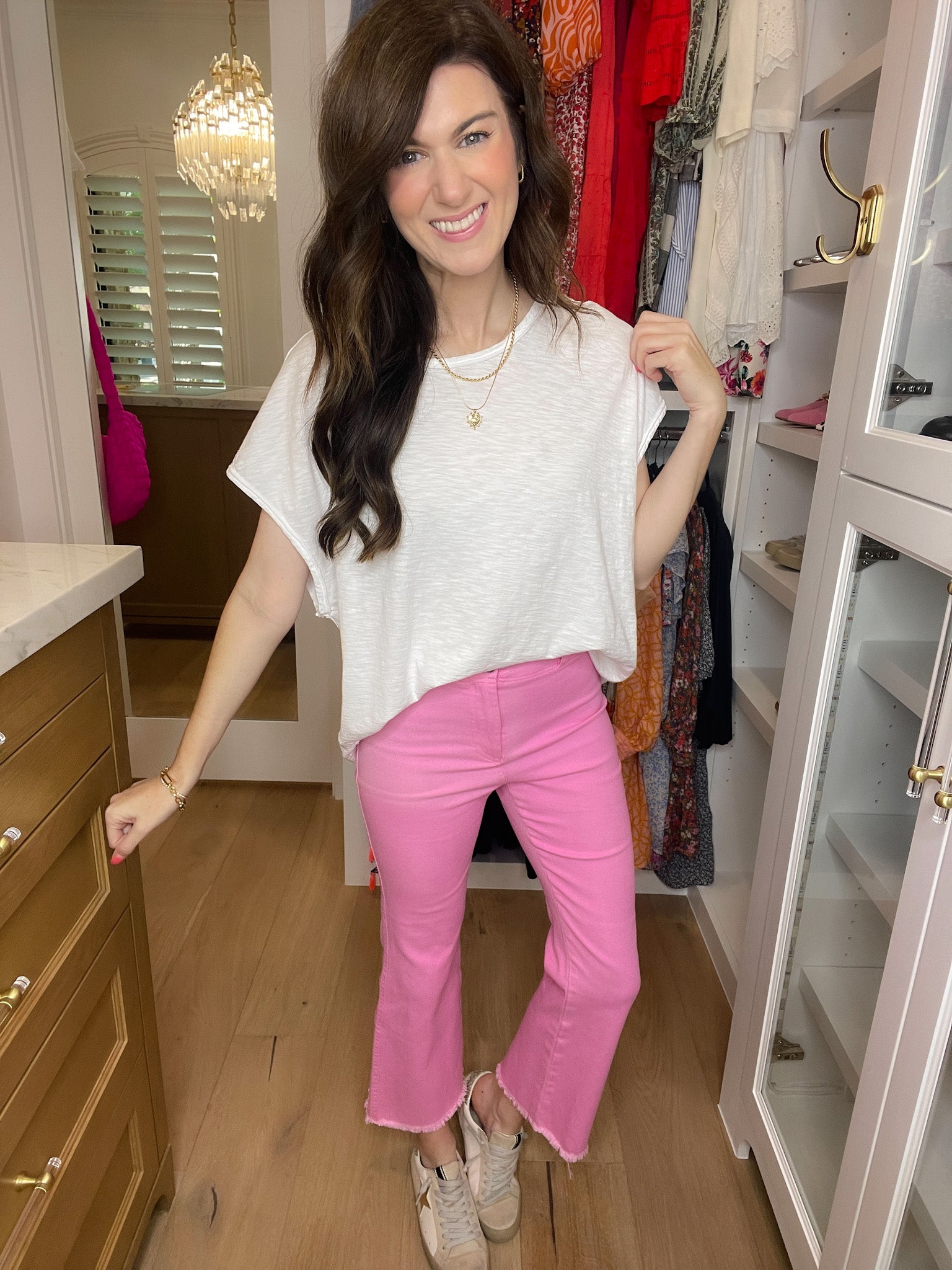Oliver High Rise Stretch Denim Jeans in Candy Pink
