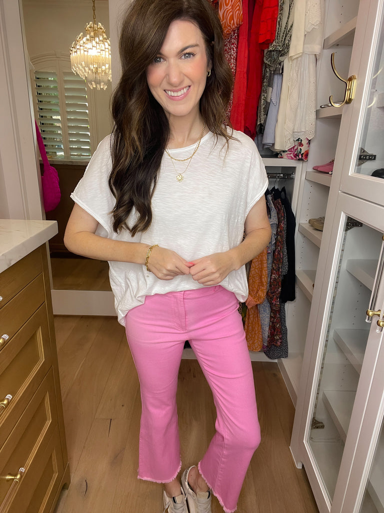 Oliver High Rise Stretch Denim Jeans in Candy Pink