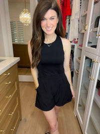 Mono B Keep Up Romper in Black