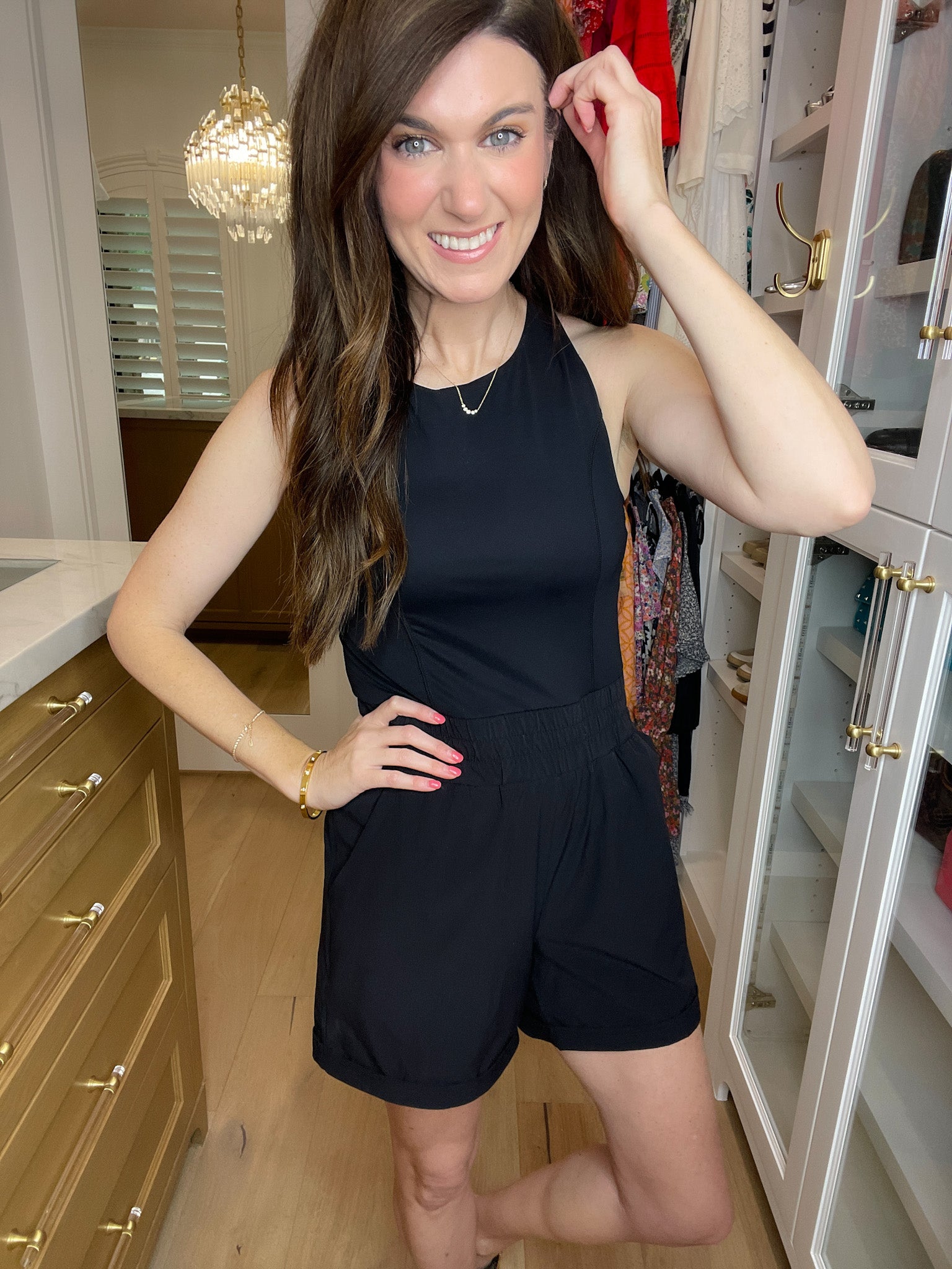 Mono B Keep Up Romper in Black
