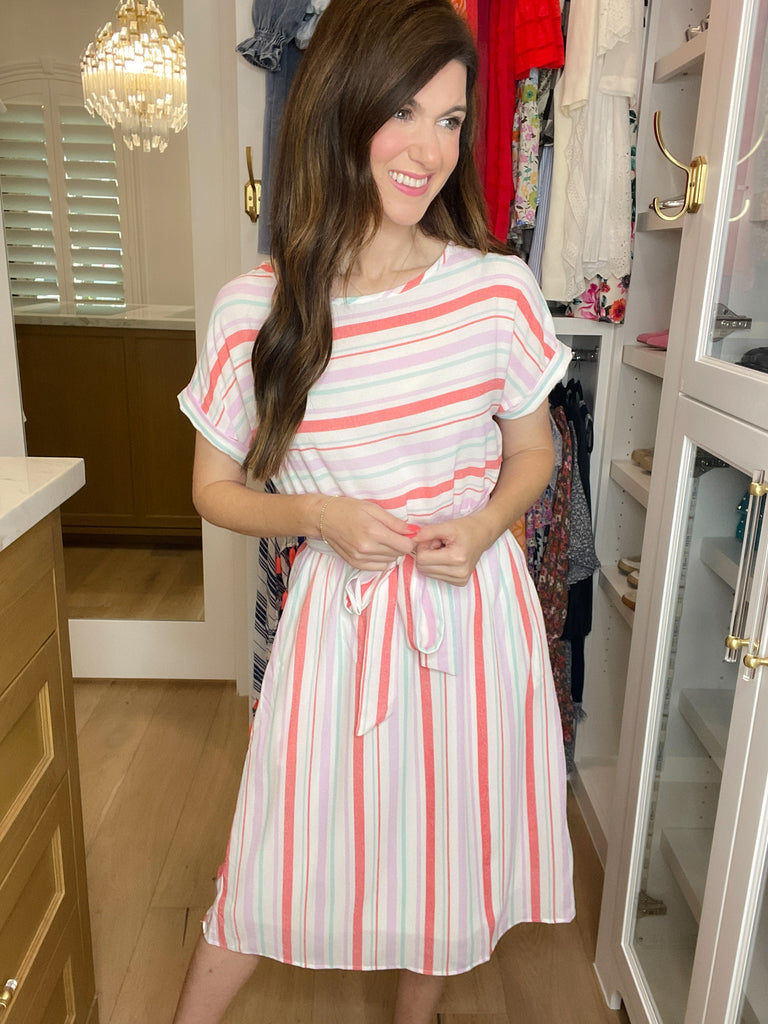 *BELLES & DOORBUSTER* Striped Sweetheart Midi Dress *FINAL SALE*