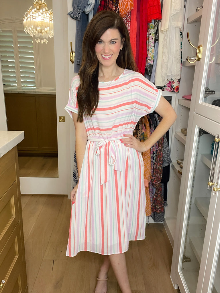 *BELLES & DOORBUSTER* Striped Sweetheart Midi Dress *FINAL SALE*