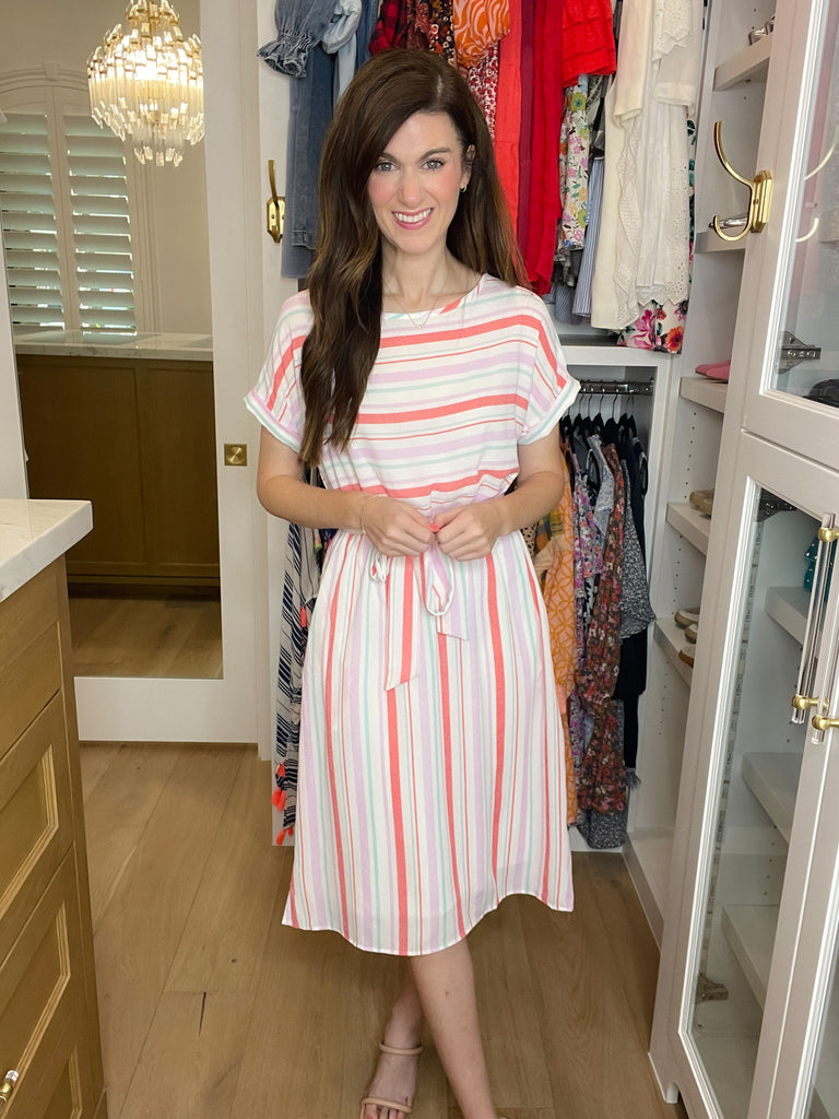 *BELLES & DOORBUSTER* Striped Sweetheart Midi Dress *FINAL SALE*
