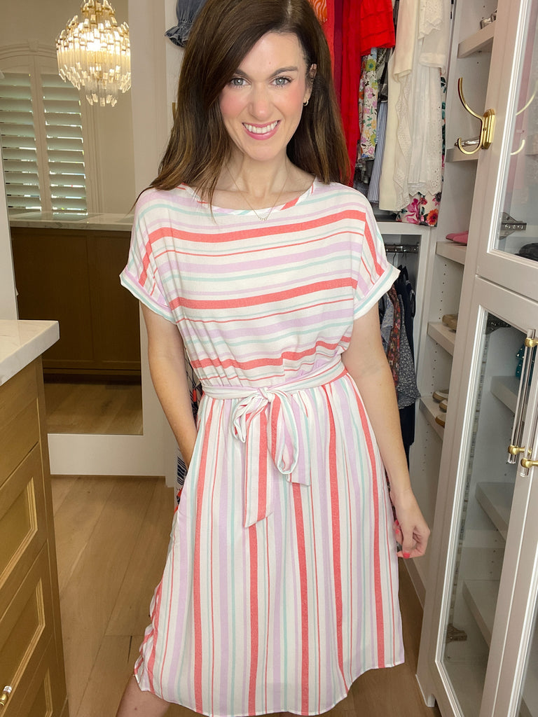 *BELLES & DOORBUSTER* Striped Sweetheart Midi Dress *FINAL SALE*