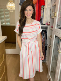 *BELLES & DOORBUSTER* Striped Sweetheart Midi Dress *Final Sale*