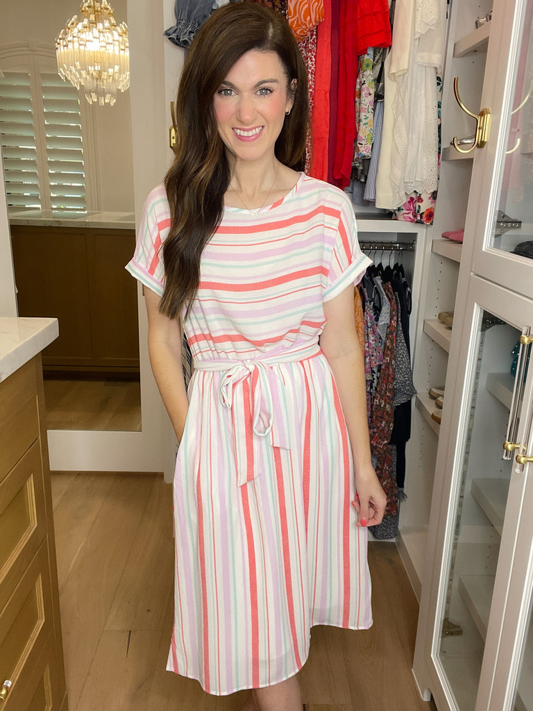 *BELLES & DOORBUSTER* Striped Sweetheart Midi Dress *FINAL SALE*