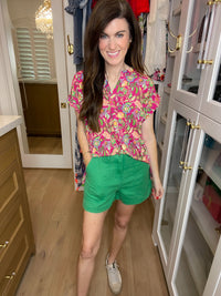 High Energy Green Denim Shorts
