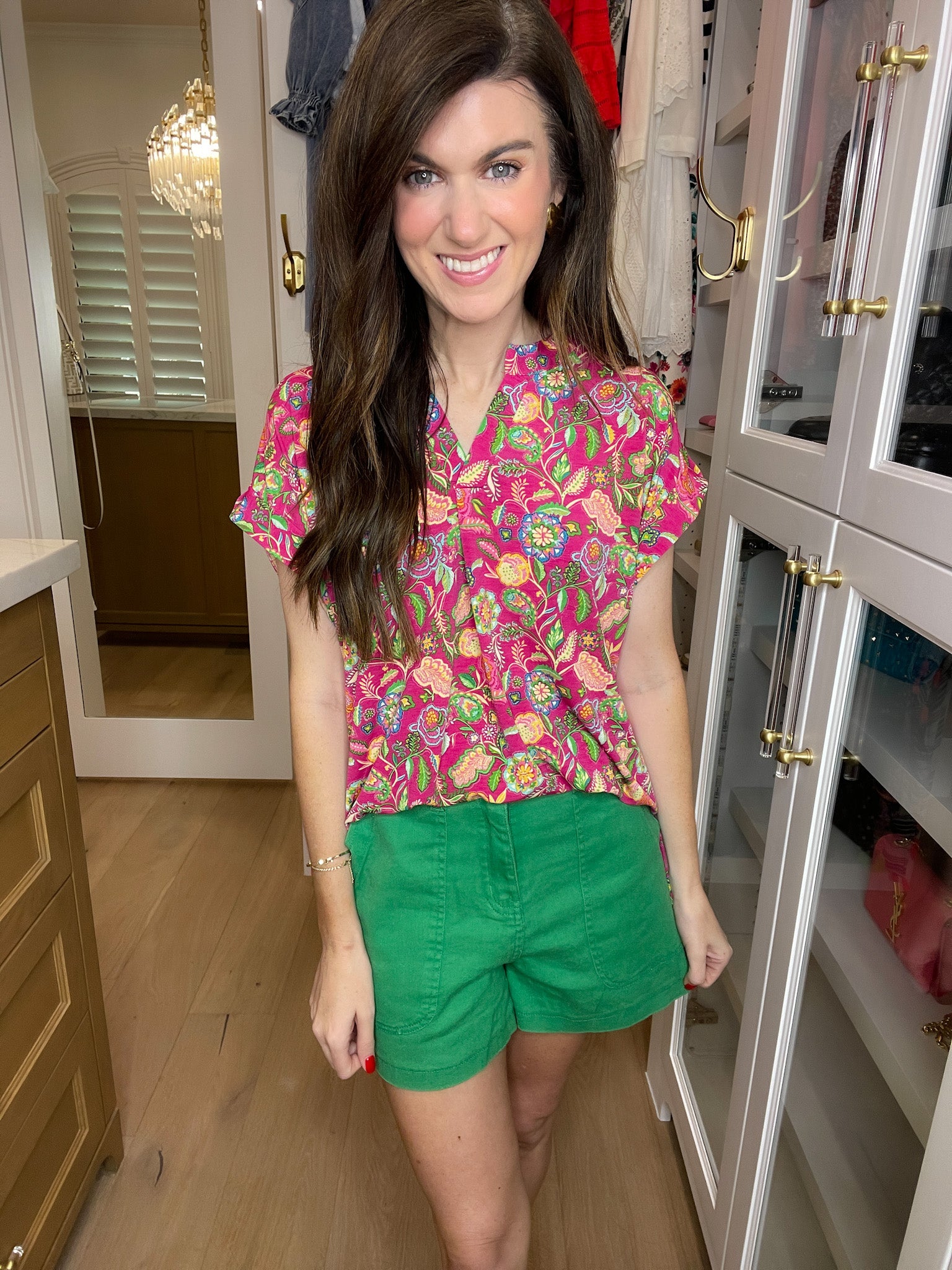 High Energy Green Denim Shorts