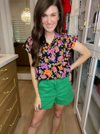 High Energy Green Denim Shorts