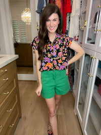 High Energy Green Denim Shorts