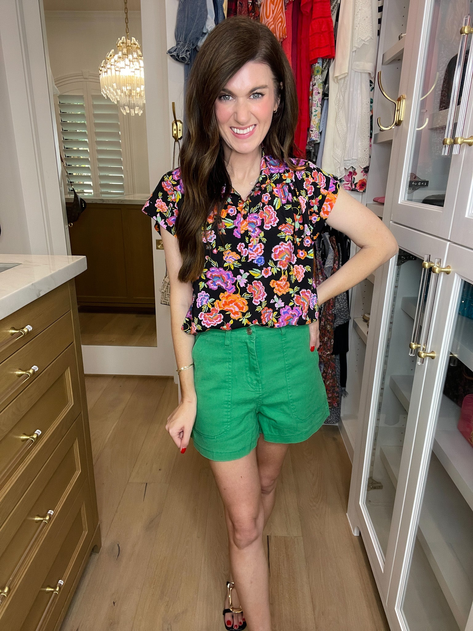 High Energy Green Denim Shorts