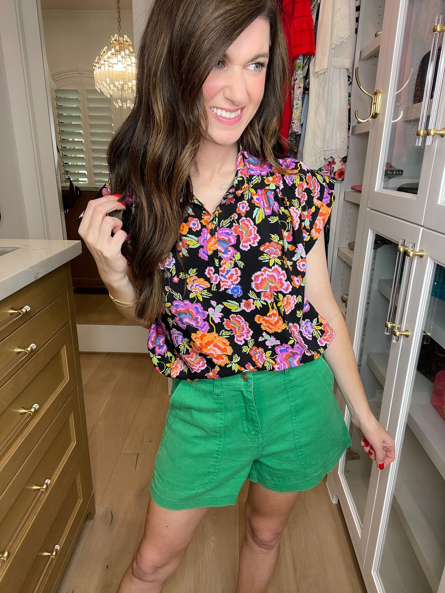 High Energy Green Denim Shorts