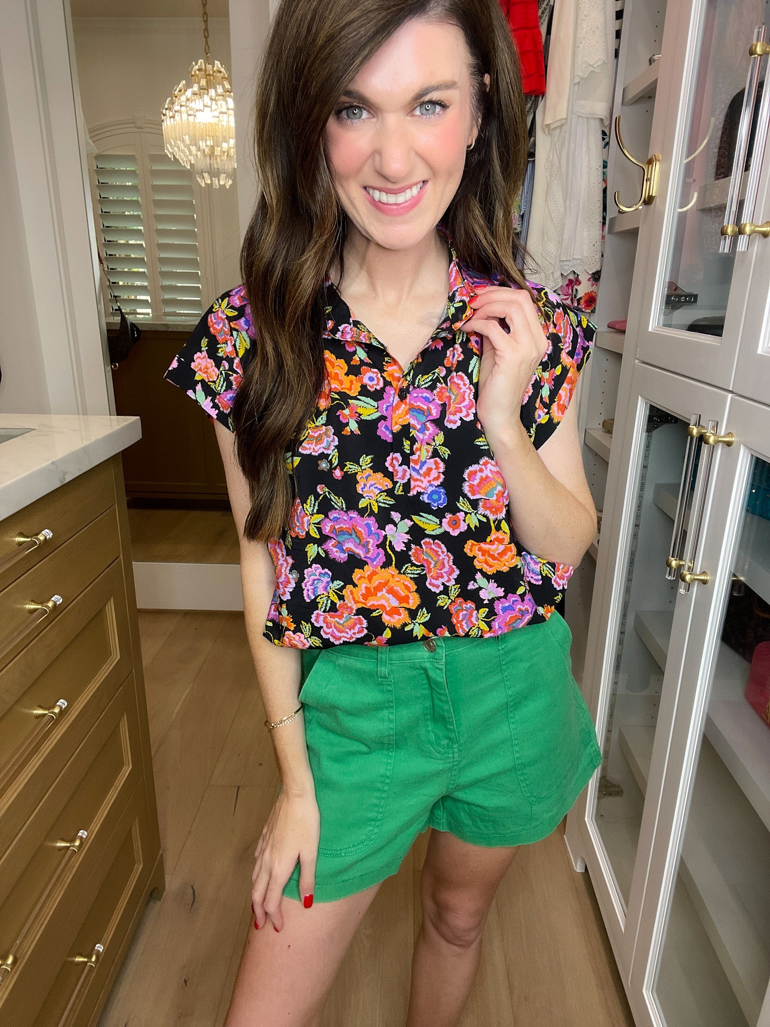 High Energy Green Denim Shorts