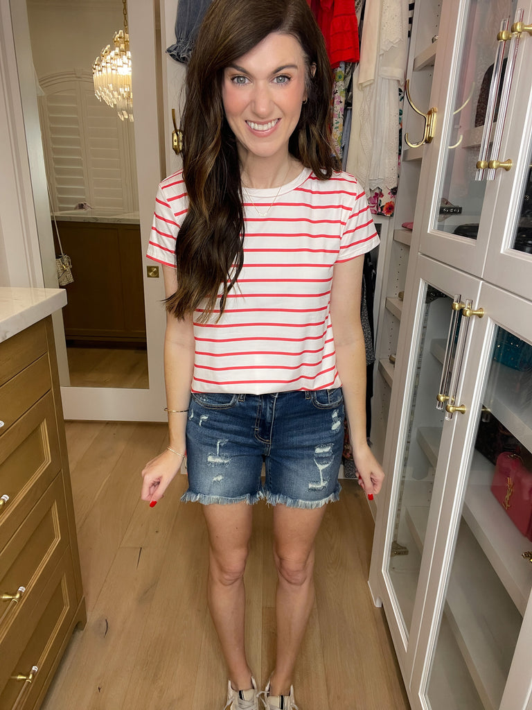 *BELLES & DOORBUSTER* Keep it Classic Tee in White/Red
