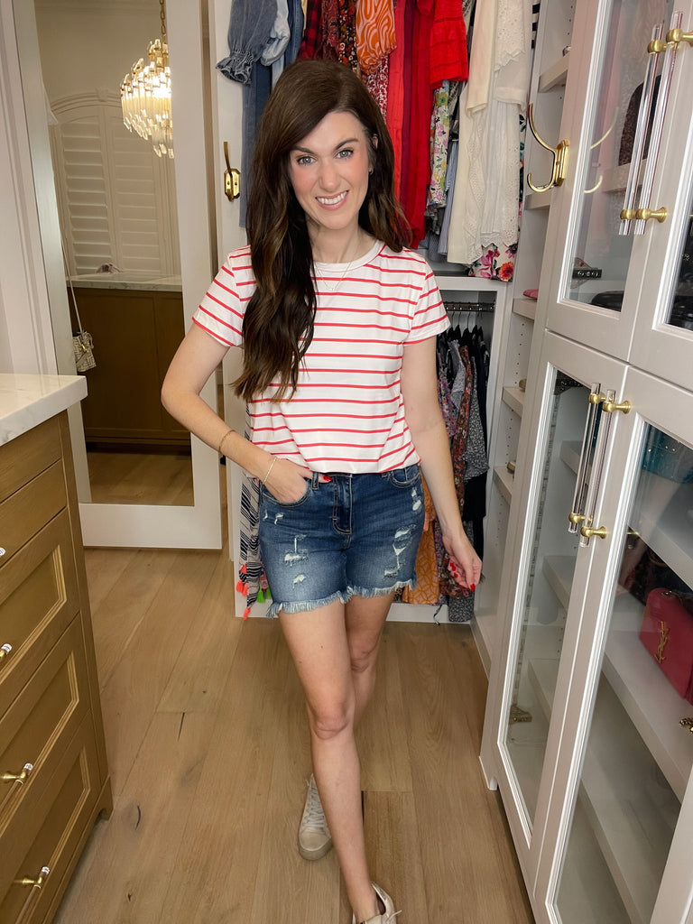*BELLES & DOORBUSTER* Keep it Classic Tee in White/Red