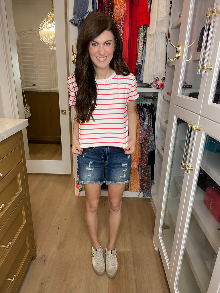 *BELLES & DOORBUSTER* Keep it Classic Tee in White/Red
