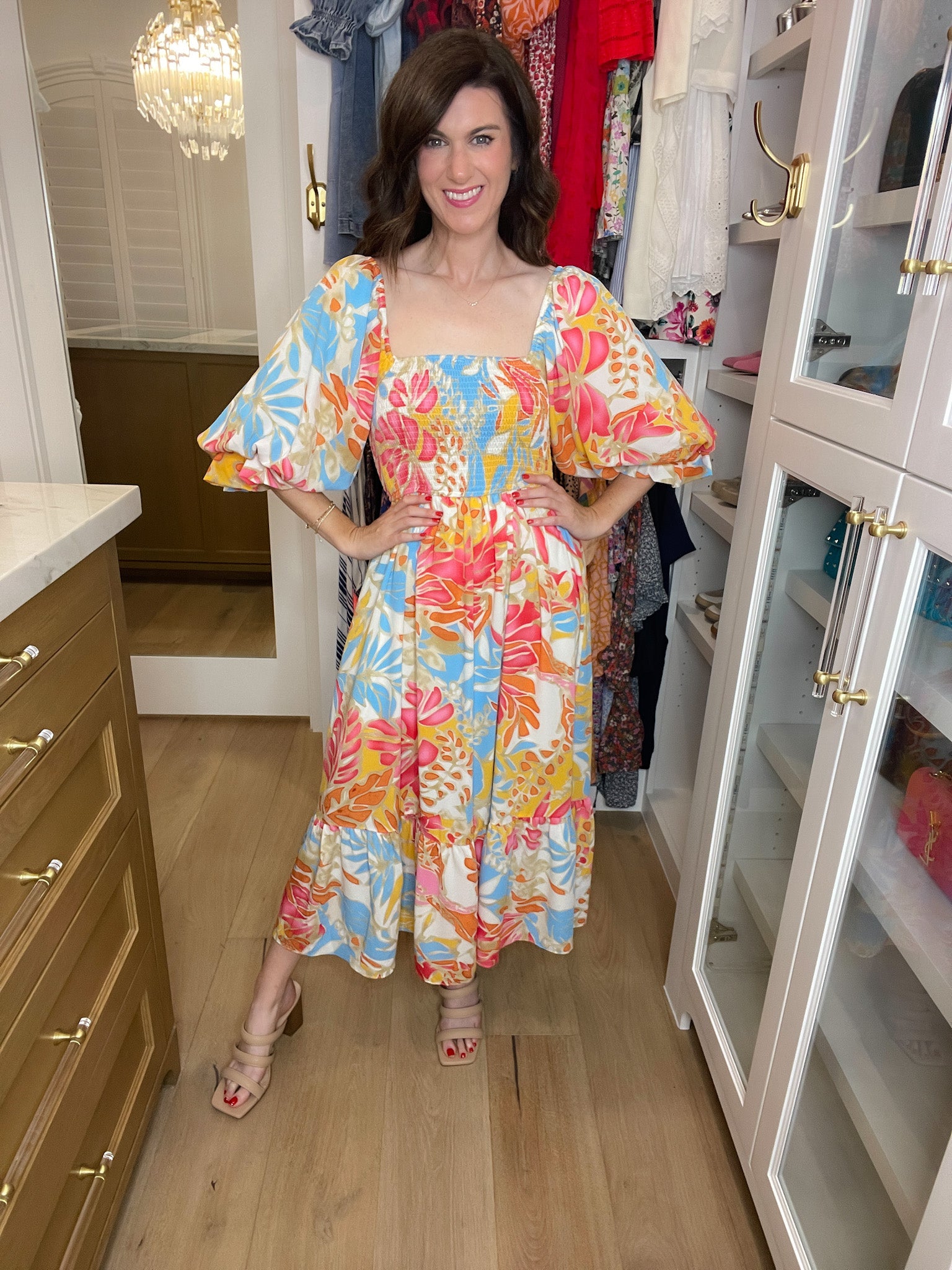 Bubbly in Bora Bora Smocked Midi Dress