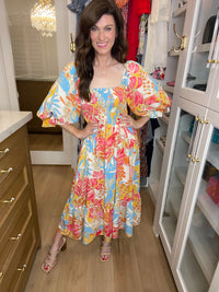 Bubbly in Bora Bora Smocked Midi Dress