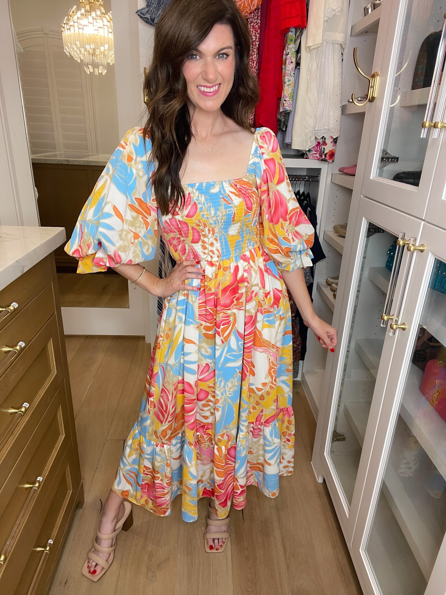 Bubbly in Bora Bora Smocked Midi Dress