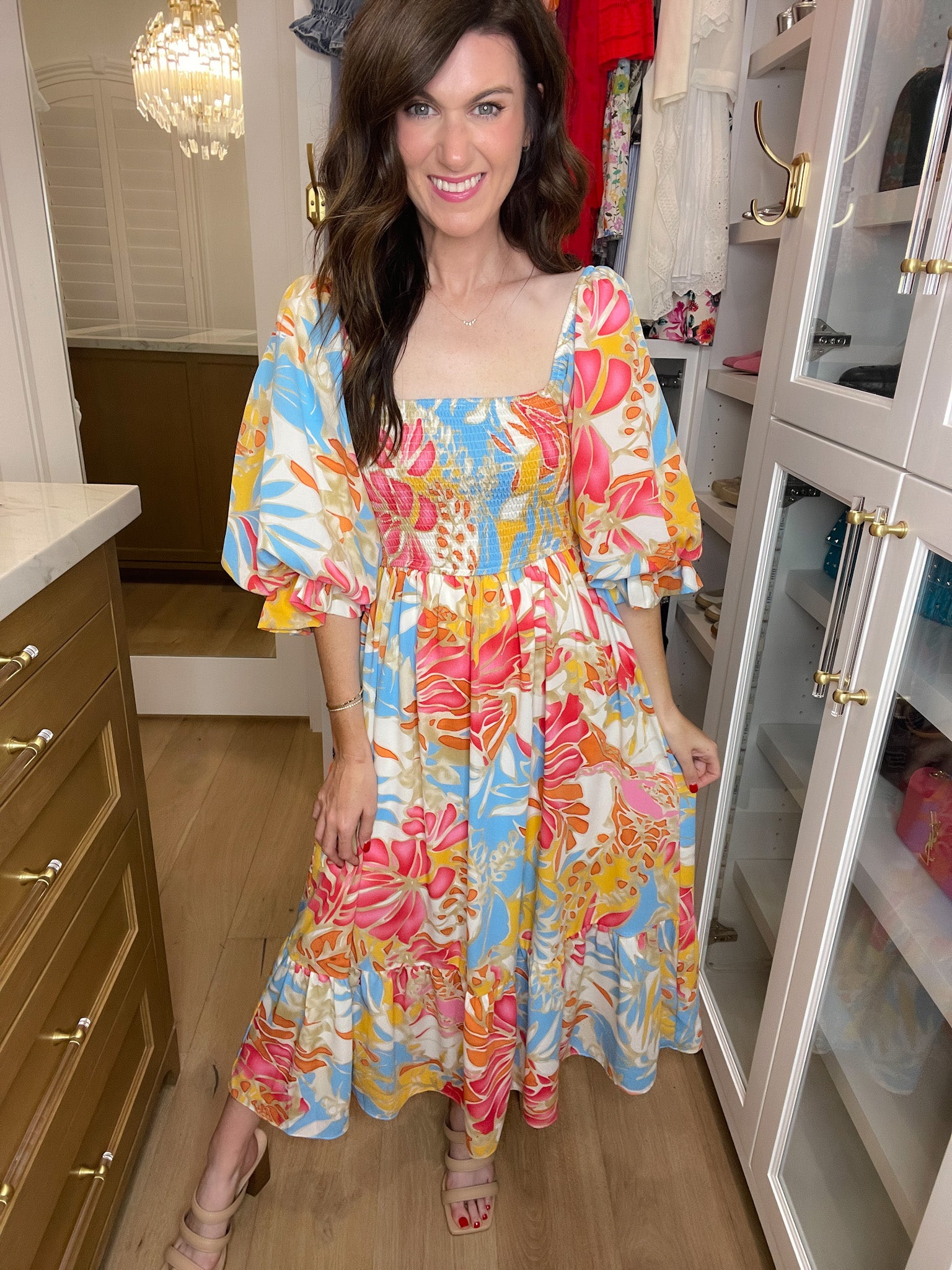 Bubbly in Bora Bora Smocked Midi Dress