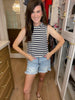 Summer Breeze Striped Tank in Navy/White