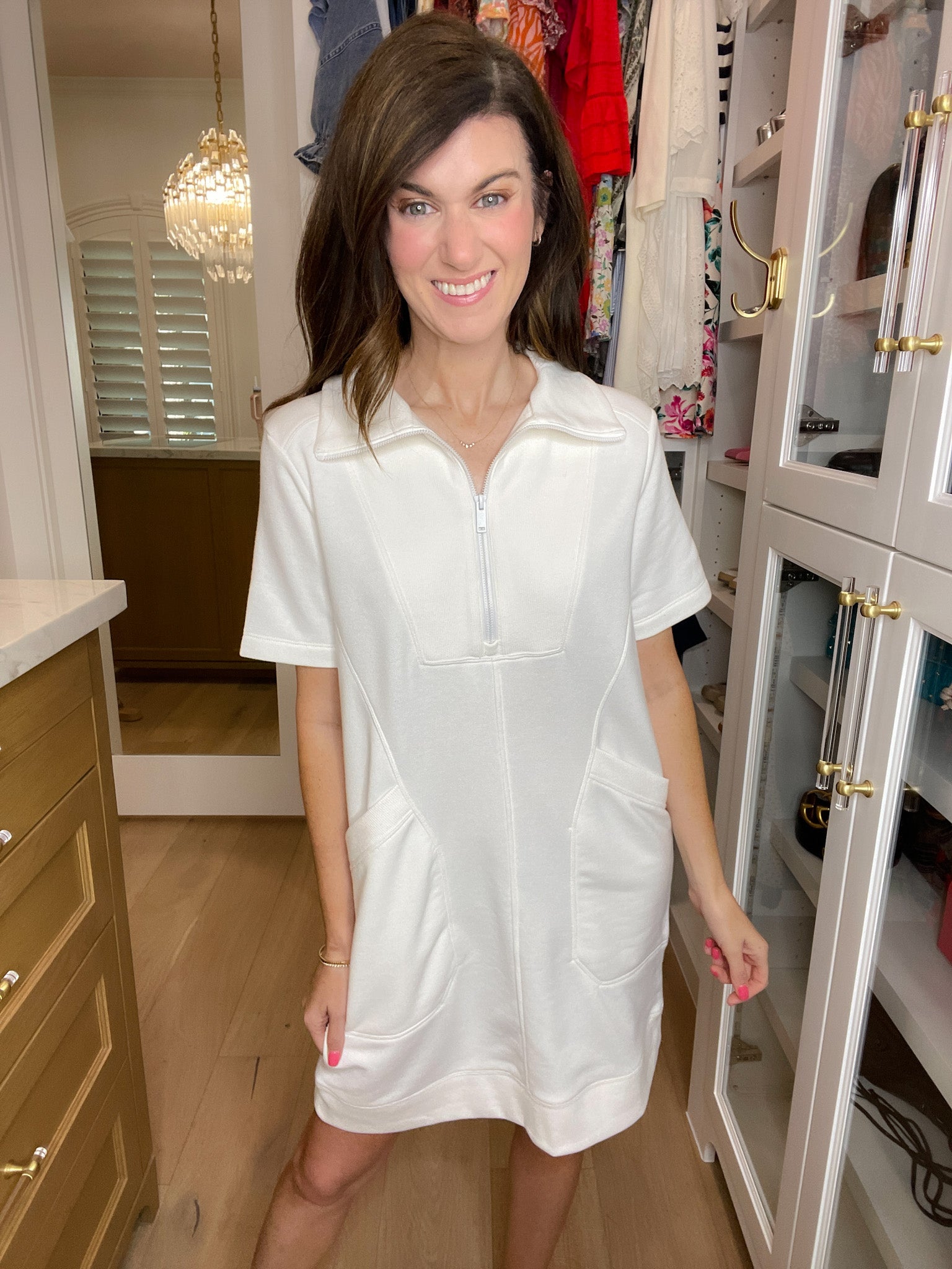 America's Pastime French Terry Dress in White