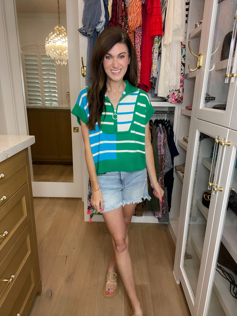 Days in the Sun Striped Sweater in Green
