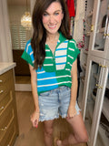 Days in the Sun Striped Sweater in Green