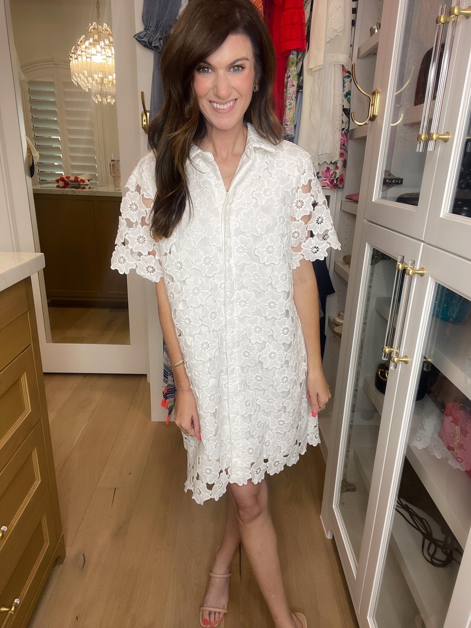 Tea Party Floral Lace Dress in White