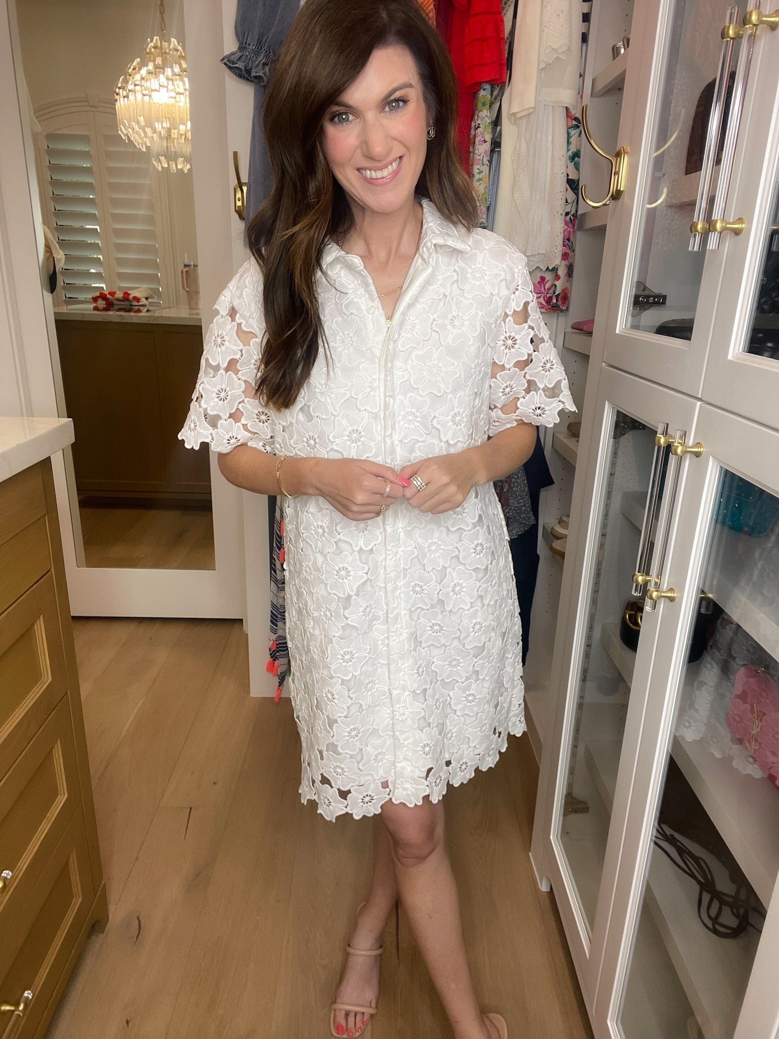 Tea Party Floral Lace Dress in White