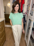 Casual Convo Exposed Seam Top in Charcoal and Sage