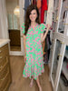 Make it a Date Midi Dress in Emerald/Pink