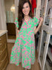 Make it a Date Midi Dress in Emerald/Pink