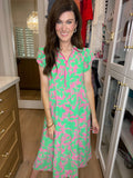 Make it a Date Midi Dress in Emerald/Pink