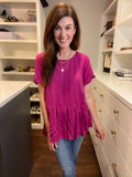 *BELLES & DOORBUSTER* Greta Button Back Peplum Top
