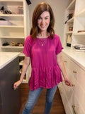*BELLES & DOORBUSTER* Greta Button Back Peplum Top