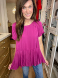 *BELLES & DOORBUSTER* Greta Button Back Peplum Top