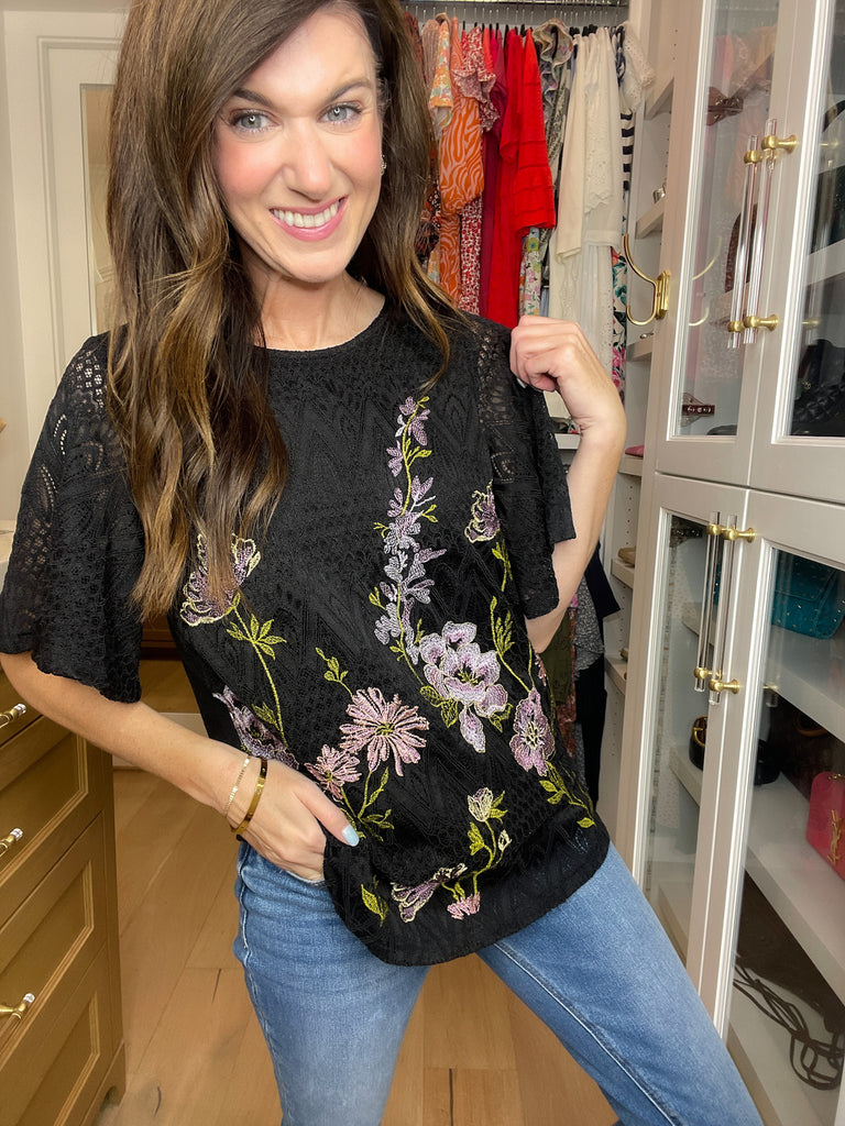 *BELLES & DOORBUSTER* Mesmerizing Lace Embroidered Top *FINAL SALE*