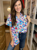 *BELLES & DOORBUSTER* Burst of Colors Button Down *FINAL SALE*