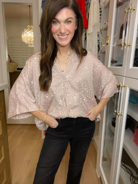 *BELLES & DOORBUSTER* Star Student Button Down in Latte *Final Sale*