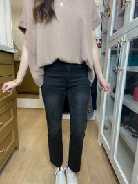 Risen Tennessee Mid Rise Straight Jeans in Black