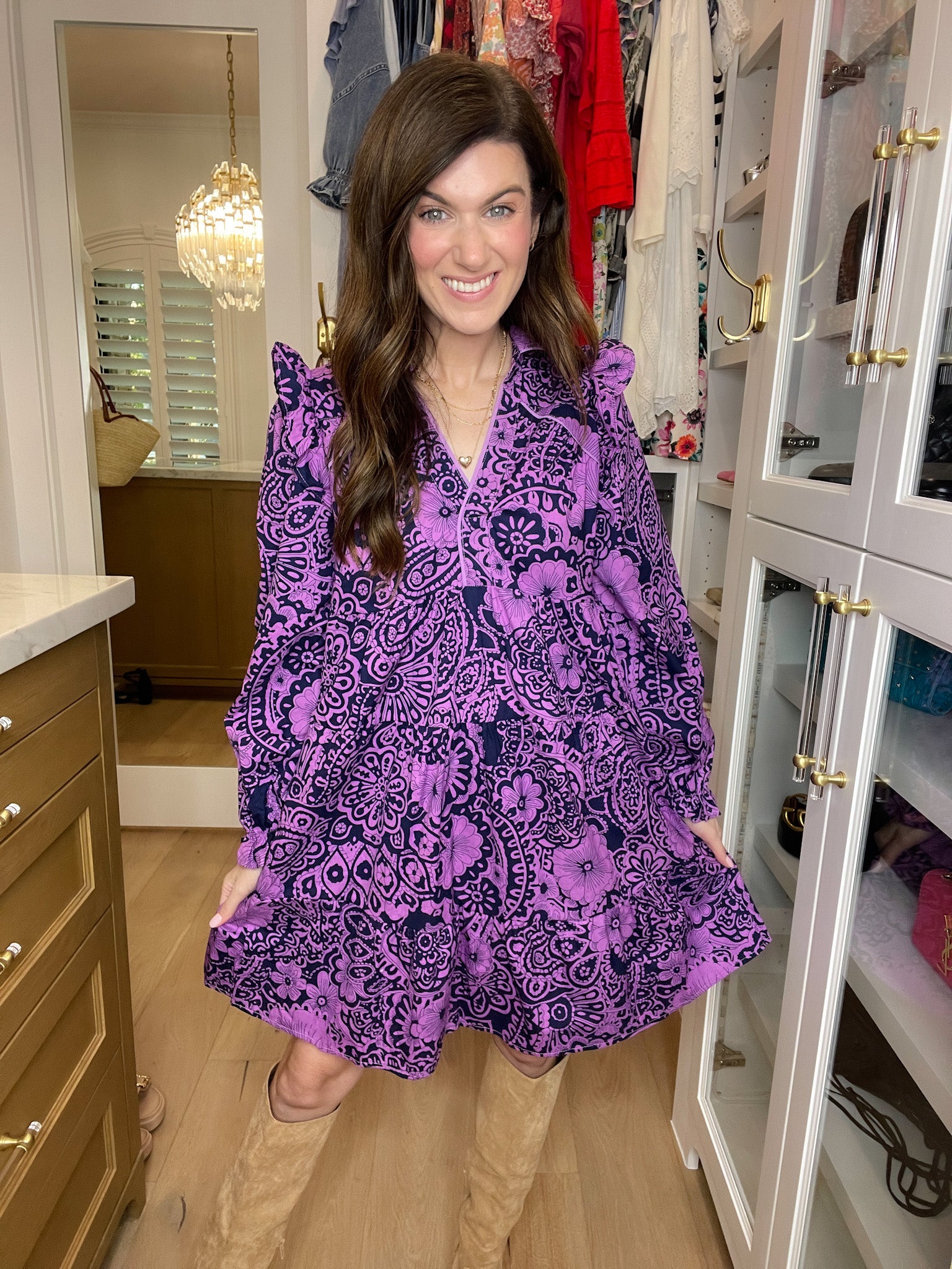 All the Charm Dress in Eggplant Mix