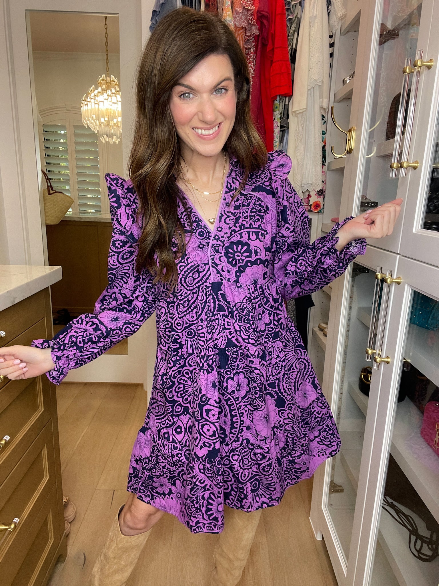 All the Charm Dress in Eggplant Mix