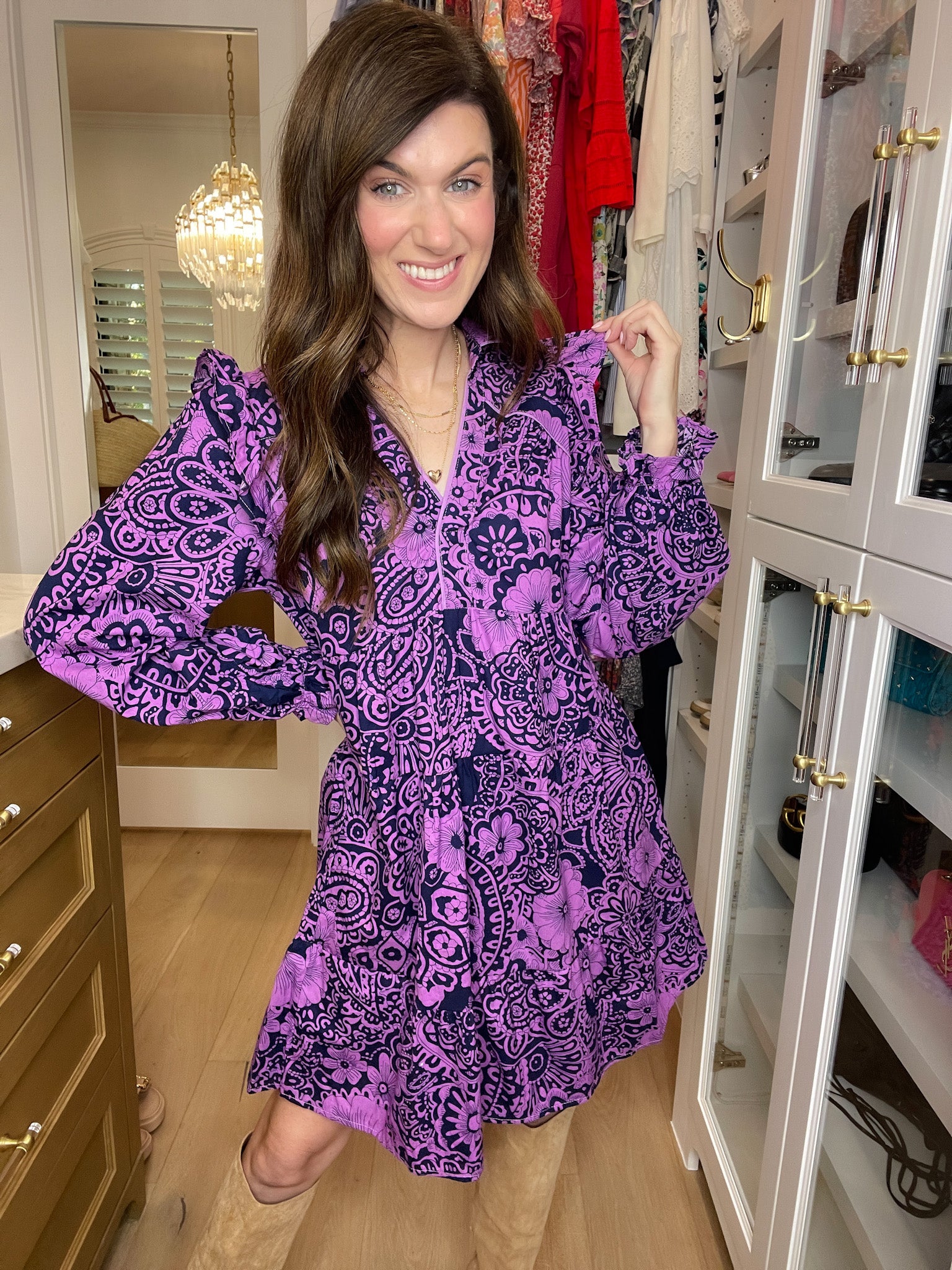 All the Charm Dress in Eggplant Mix