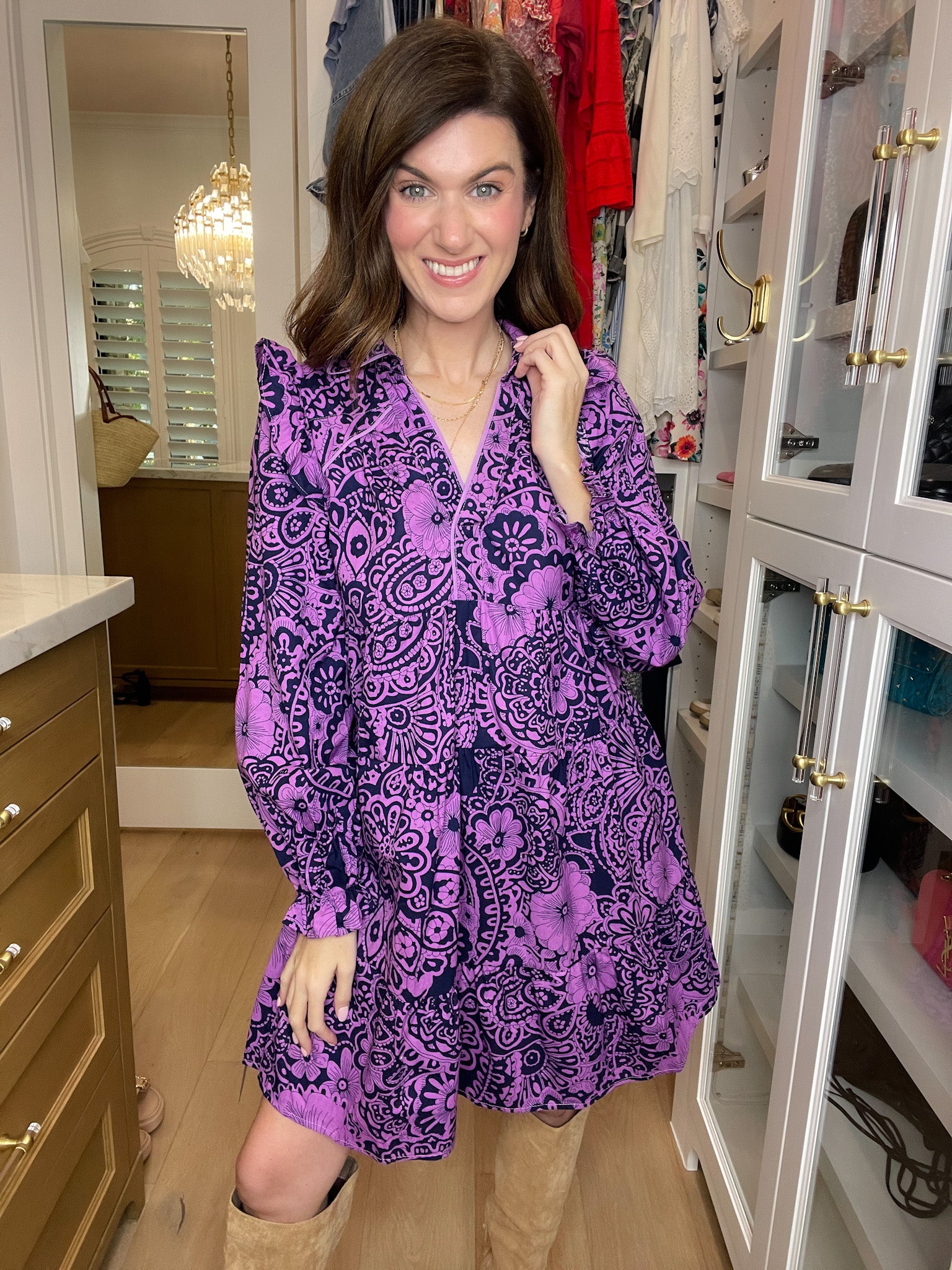 All the Charm Dress in Eggplant Mix