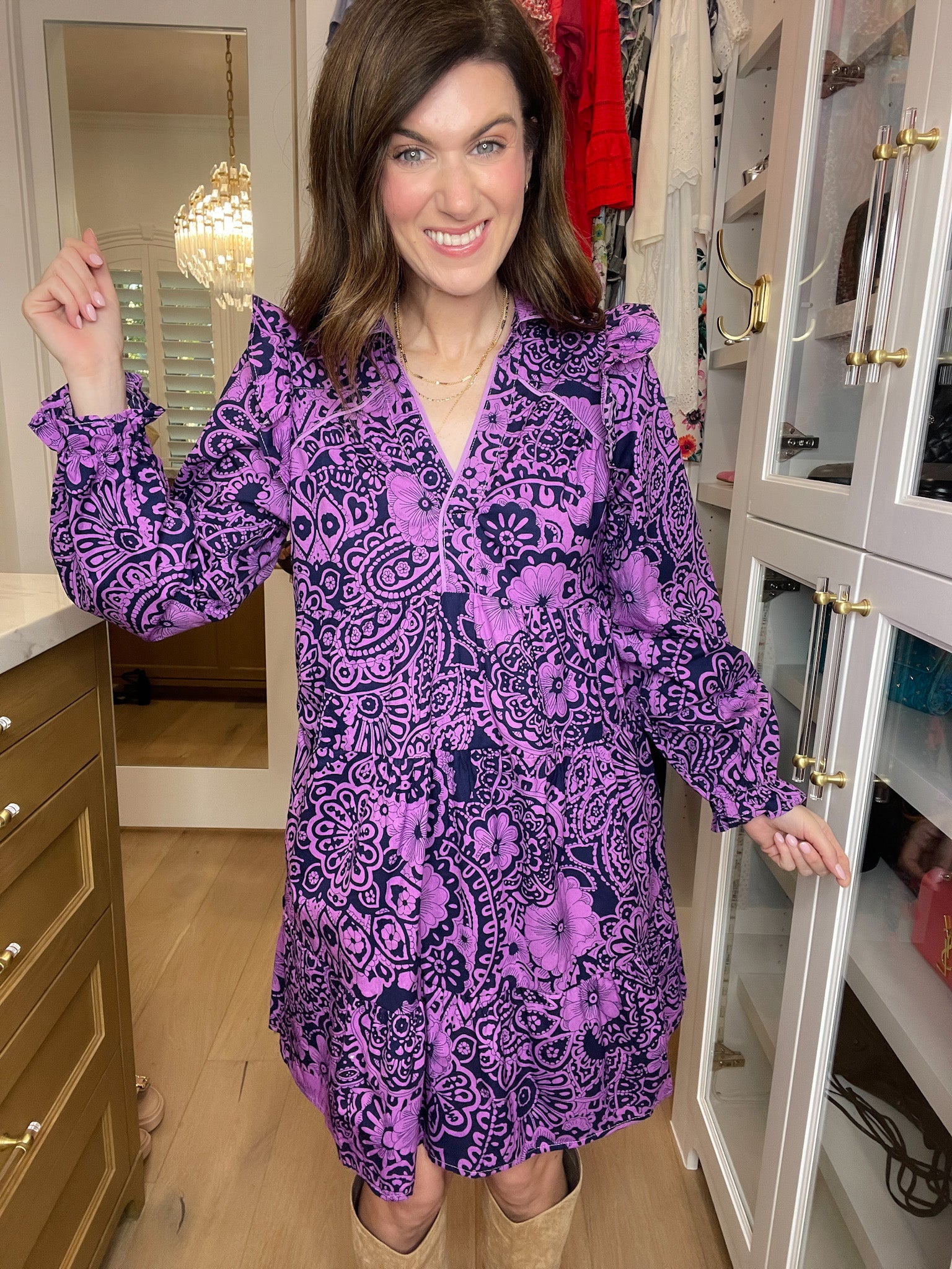 All the Charm Dress in Eggplant Mix