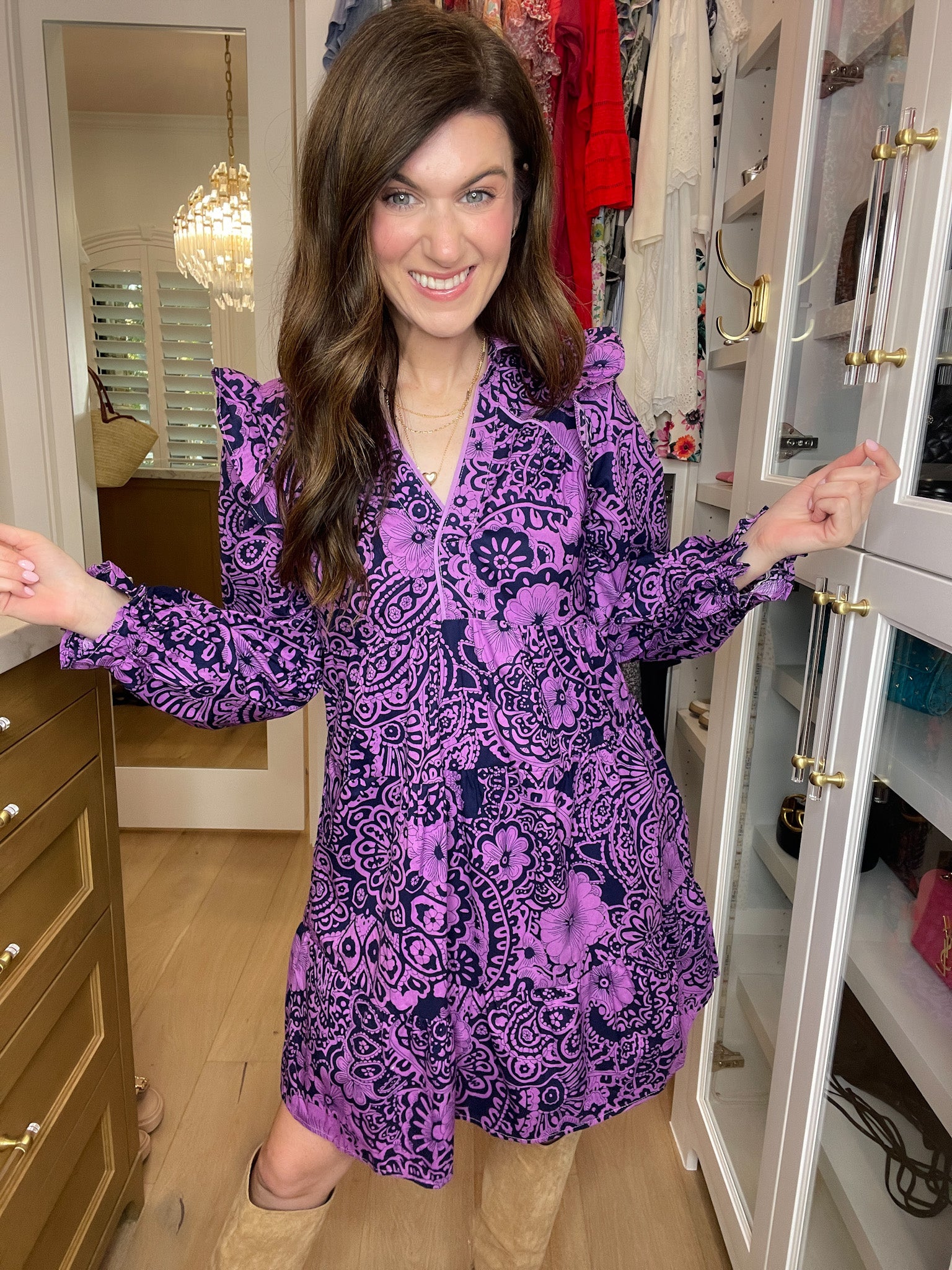 All the Charm Dress in Eggplant Mix