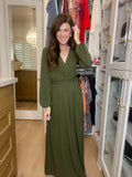 *BELLES & DOORBUSTER* Twist of Fate Maxi Dress in Olive