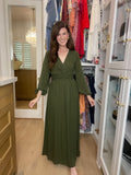 *BELLES & DOORBUSTER* Twist of Fate Maxi Dress in Olive