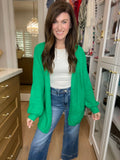 Craving Comfort Chunky Knit Cardigan in Kelly